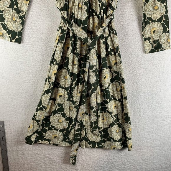 Lands' End Fit & Flare Midi Dress Women's Small 6-8 Floral Plunge Neck S7948 - Picture 3 of 10